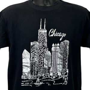 Vintage 90s Chicago Illinois T Shirt Mens M Medium Travel Tourist Tourism Black